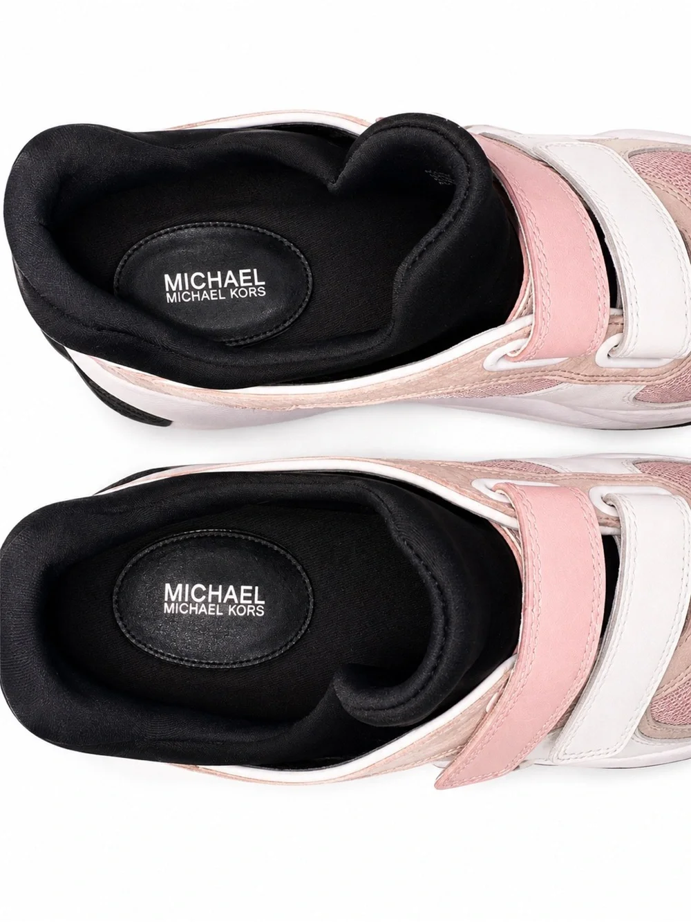 Michael Kors Keely Training Sneakers Pink and Cream Wedge Velcro